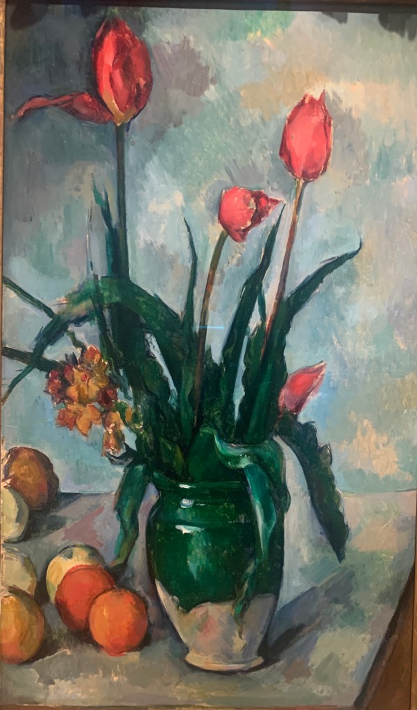 Tulips in a vase by Cezanne